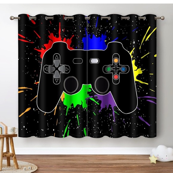 Black Gaming Controller Curtain (011) - Picture 1 of 4